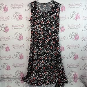 Denver Hayes dress abstract white Black and Red Dress long style stretchy